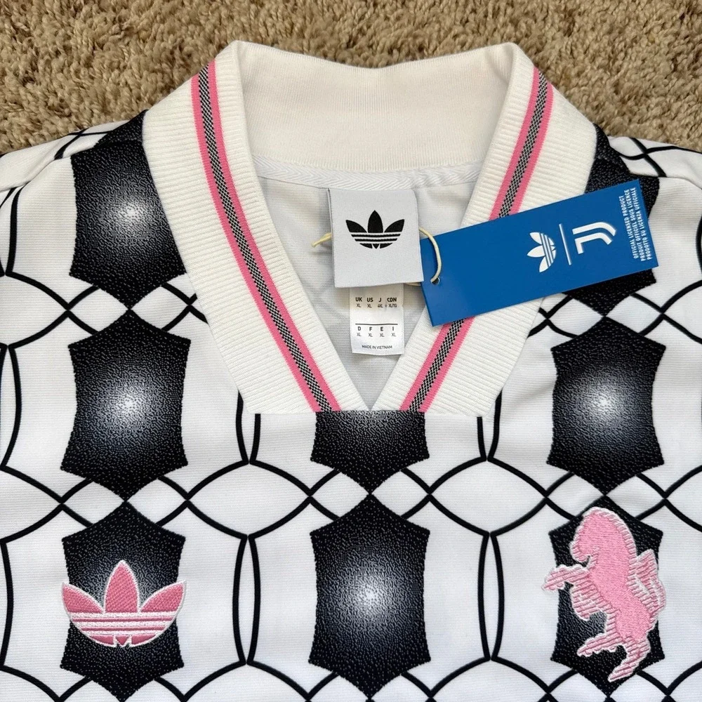 Adidas Juventus FC Originals Jersey Black White Pink JM9447 Mens XL